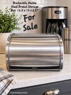 Brabantia Matte Steel Bread Storage Box  12.5 x 10 x 6.5"